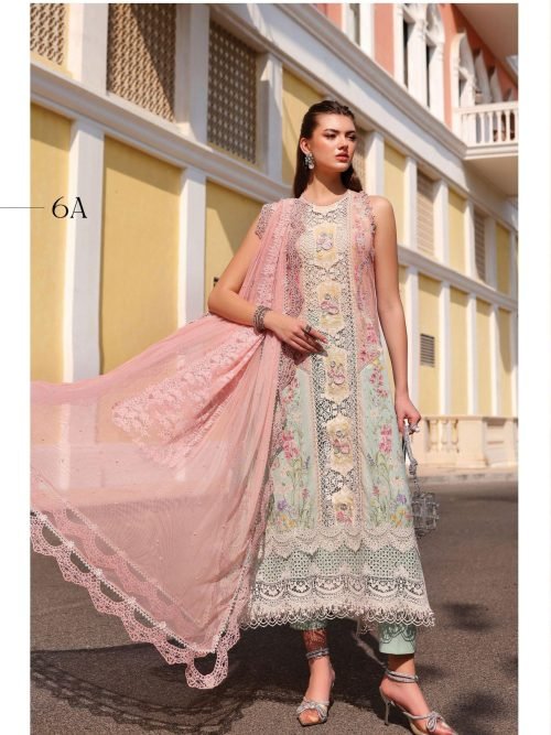 Maria.B Luxury Lawn - Rose Pink Embroidered Suit