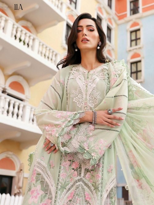 MJ Luxury Lawn - Cream Ivory Floral Embroidered Suit