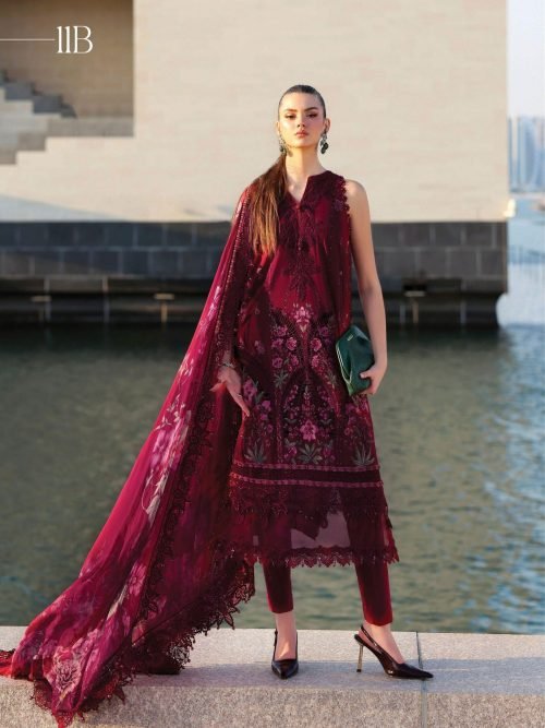 Maria.B Luxury Lawn - Crimson Red Embroidered Suit