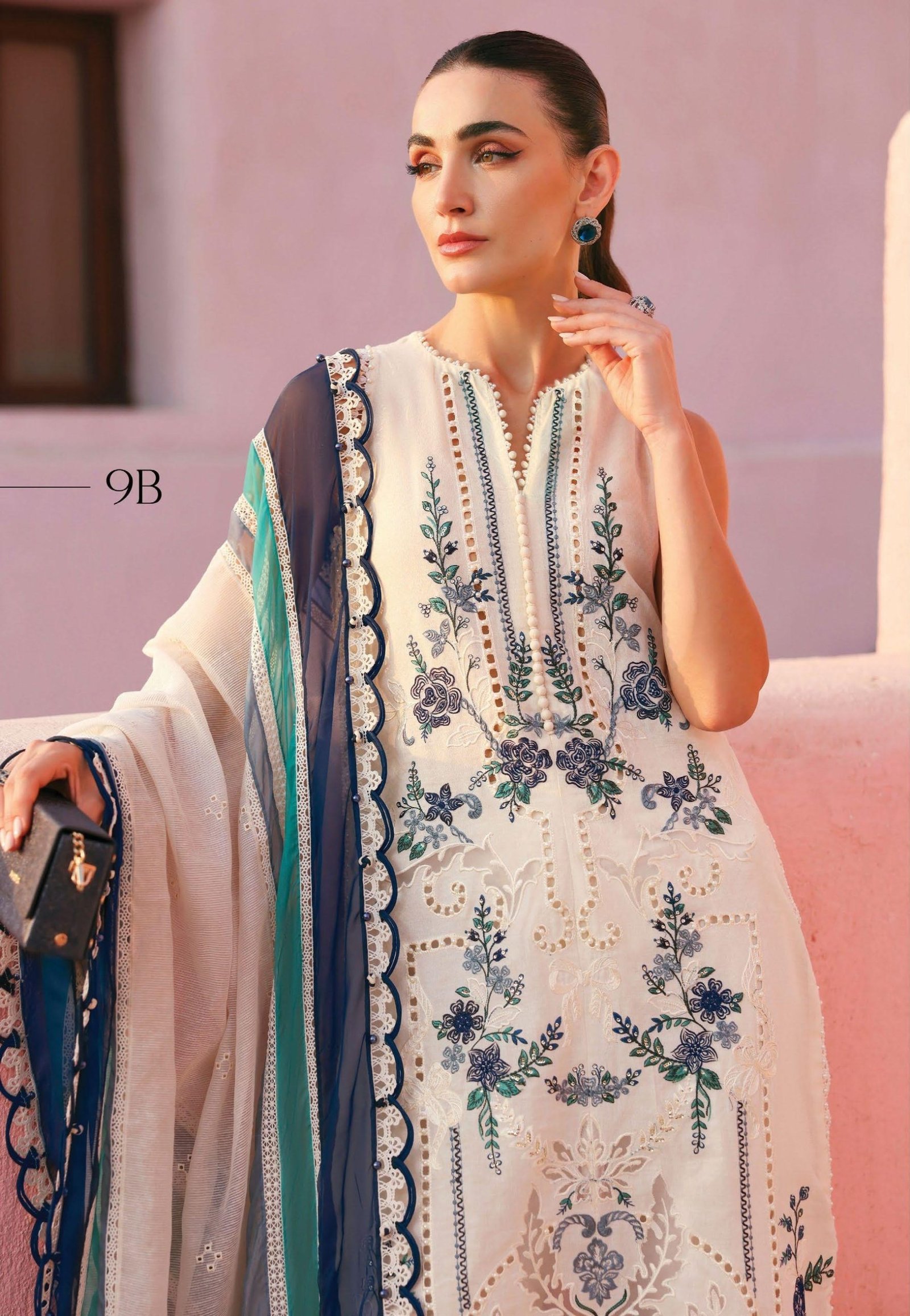 Maria.B Luxury Lawn - Mustard Gold Embroidered Suit