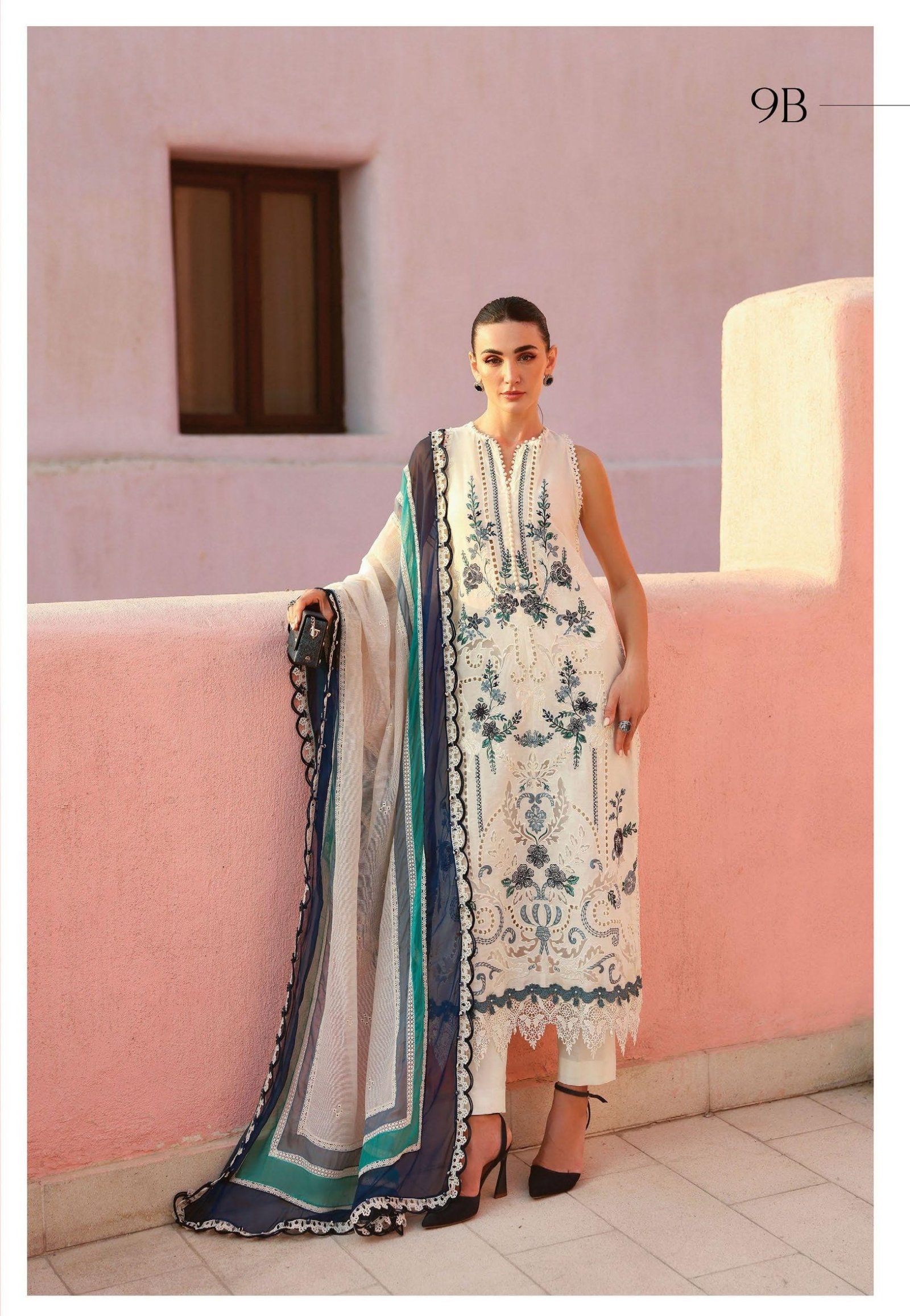 Maria.B Luxury Lawn - Mustard Gold Embroidered Suit - Image 2