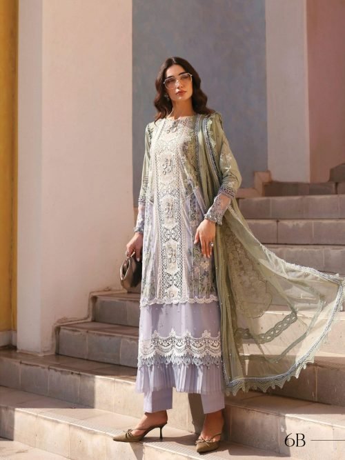Maria.B Luxury Lawn - Pastel Mint Embroidered Suit