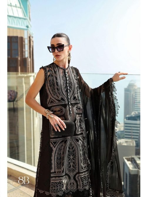 Maria.B Luxury Lawn - Royal Sapphire Blue Embroidered Suit