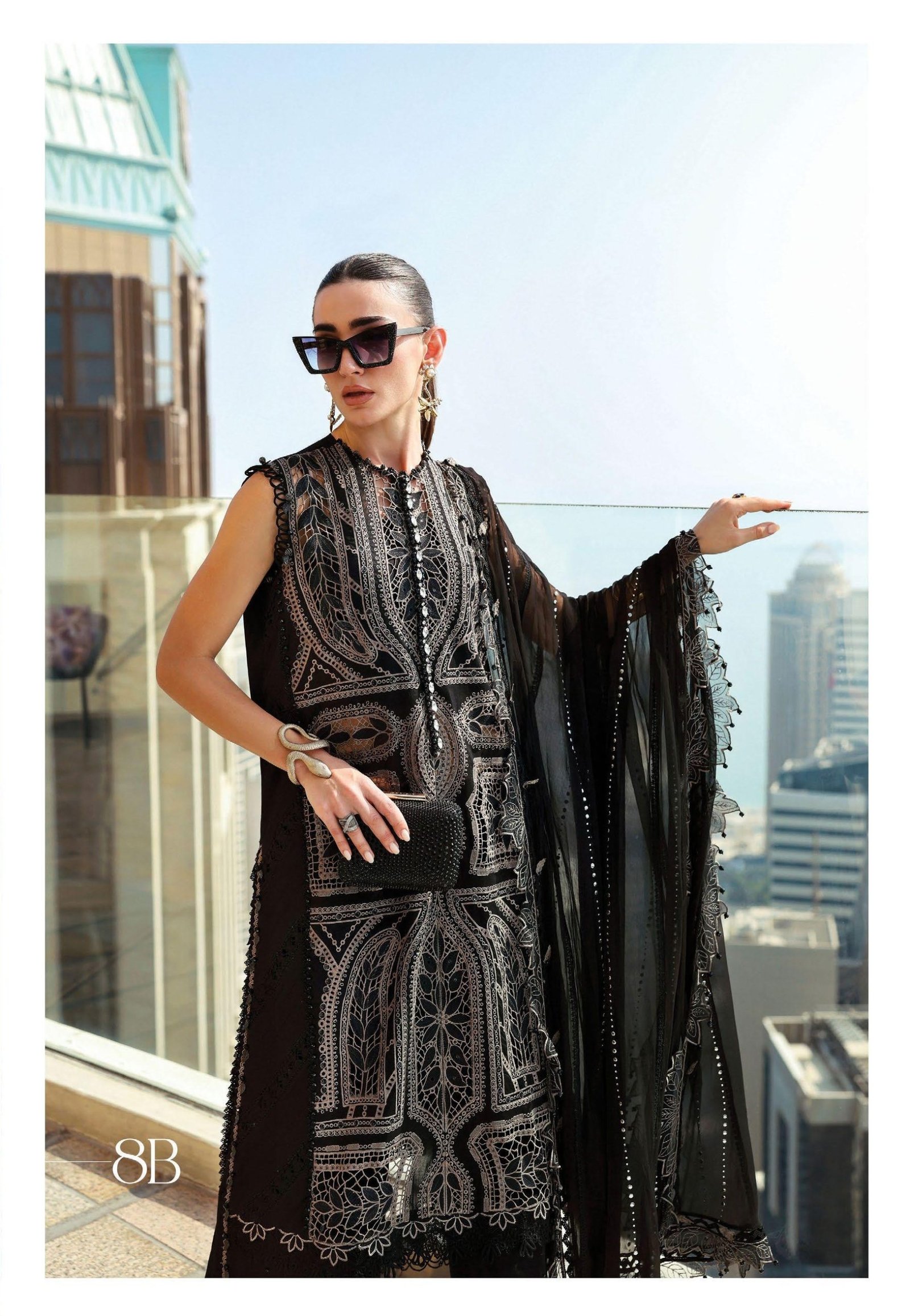 Maria.B Luxury Lawn - Royal Sapphire Blue Embroidered Suit
