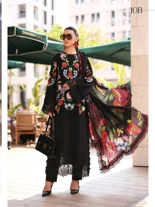 Maria.B Luxury Lawn - Coral Peach Embroidered Suit