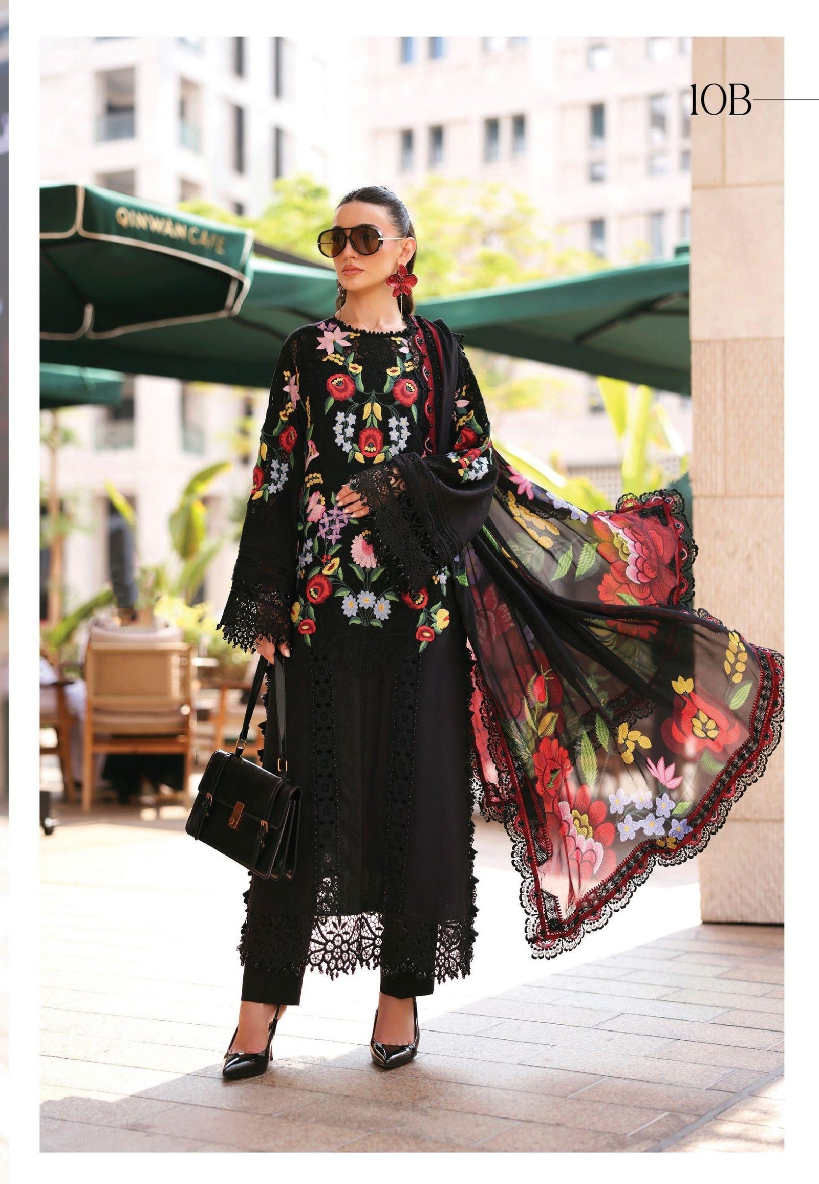 Maria.B Luxury Lawn - Coral Peach Embroidered Suit