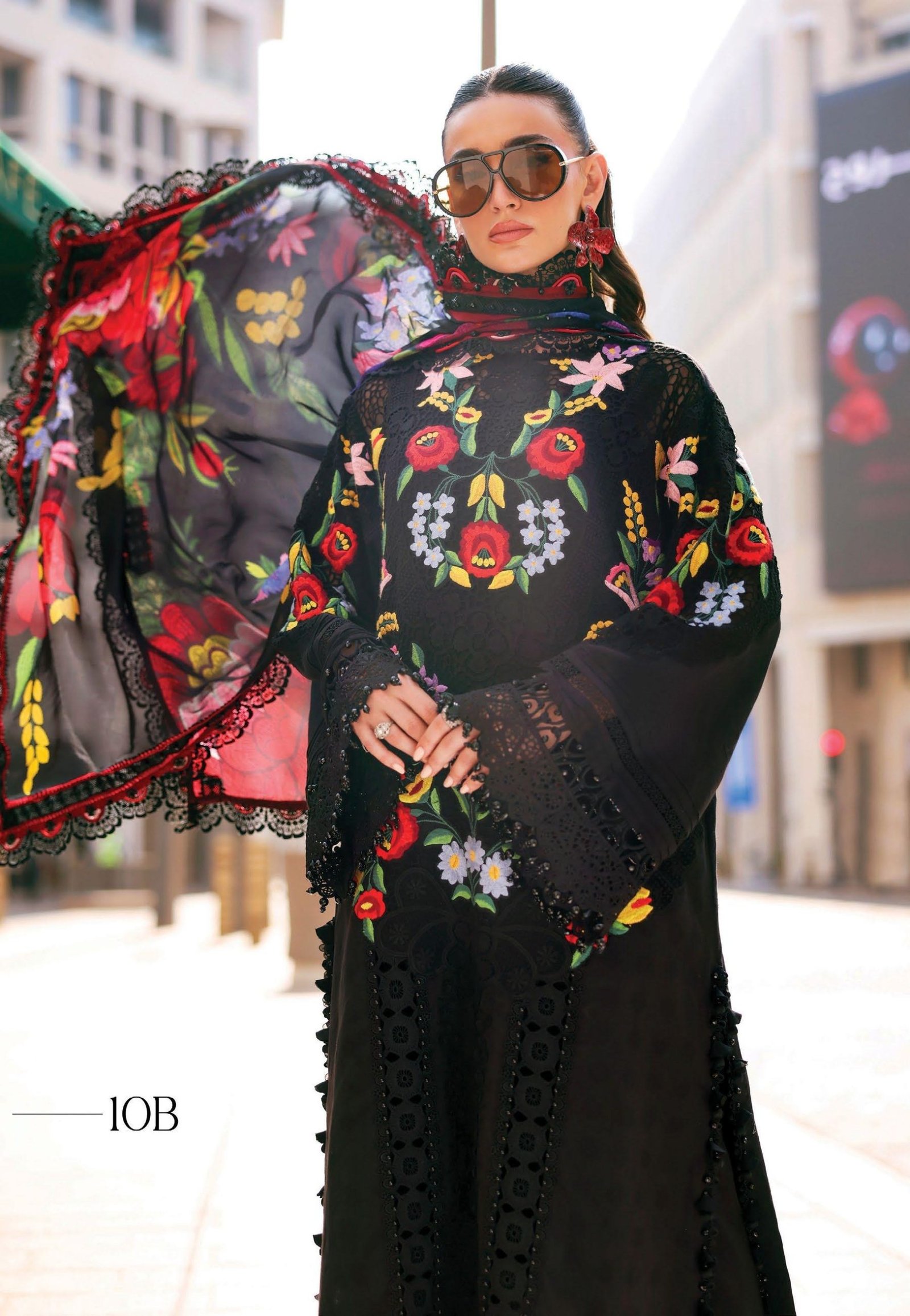 Maria.B Luxury Lawn - Coral Peach Embroidered Suit - Image 2