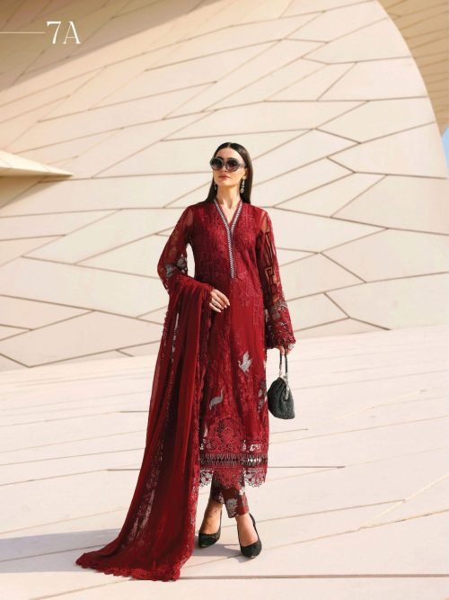 Maria.B Luxury Lawn - Deep Plum Embroidered Suit