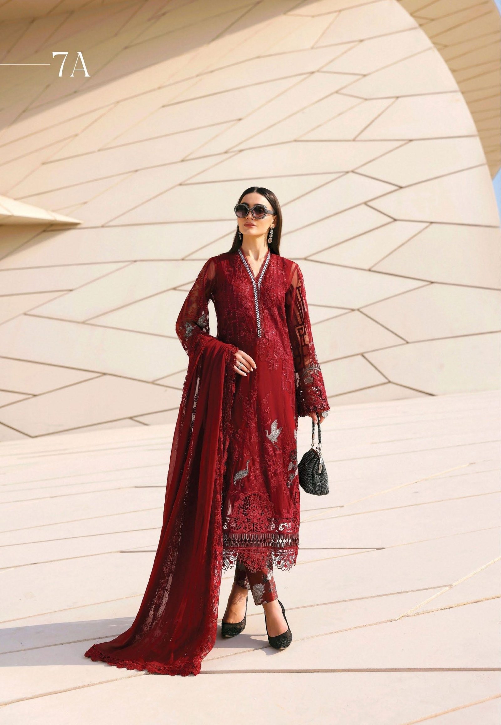 Maria.B Luxury Lawn - Deep Plum Embroidered Suit