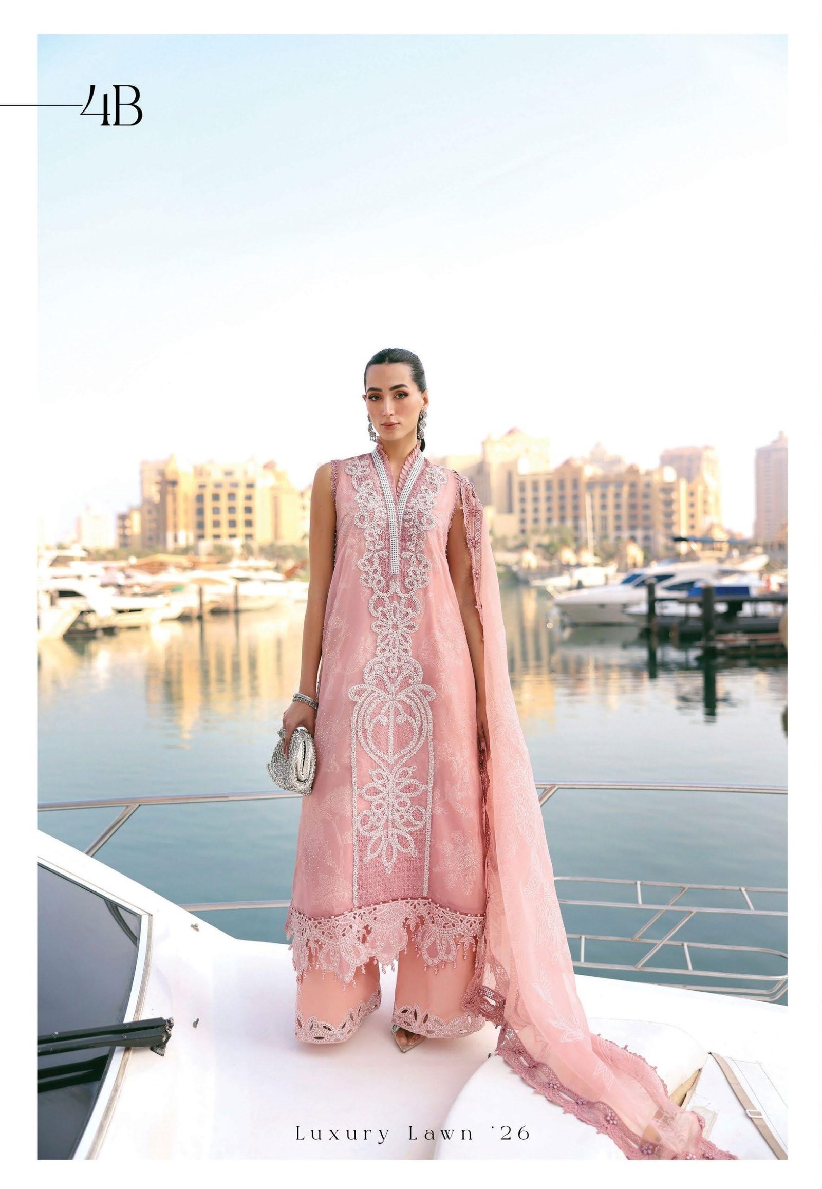 Maria.B Luxury Lawn - Pastel Pink & Gold Embroidered Suit
