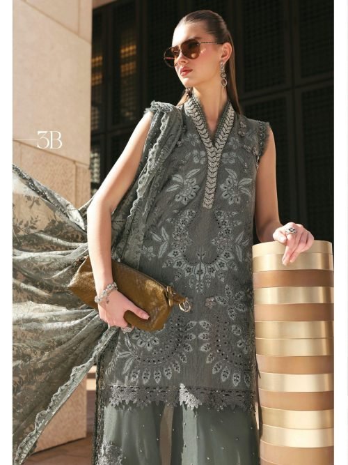 Maria.B Luxury Lawn - Rust Terracotta Embroidered Suit