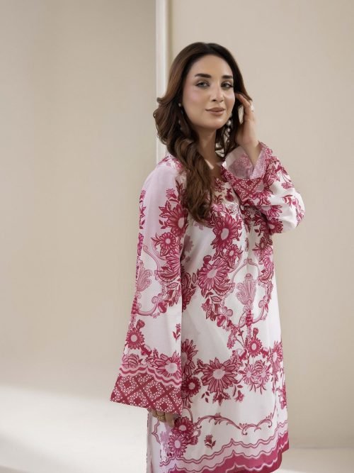 Adans Libas Printed Co-ord Set - Magenta & Deep Pink Print