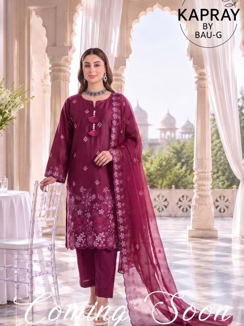 Wine Embroidered Suit