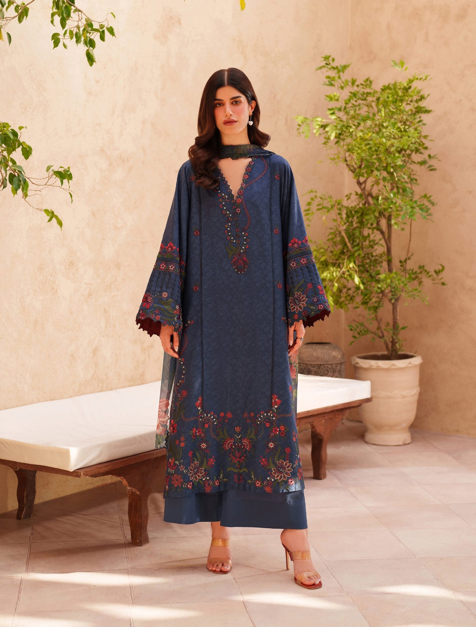 Iznik Luxury Lawn - Navy Embroidered Suit - Image 2