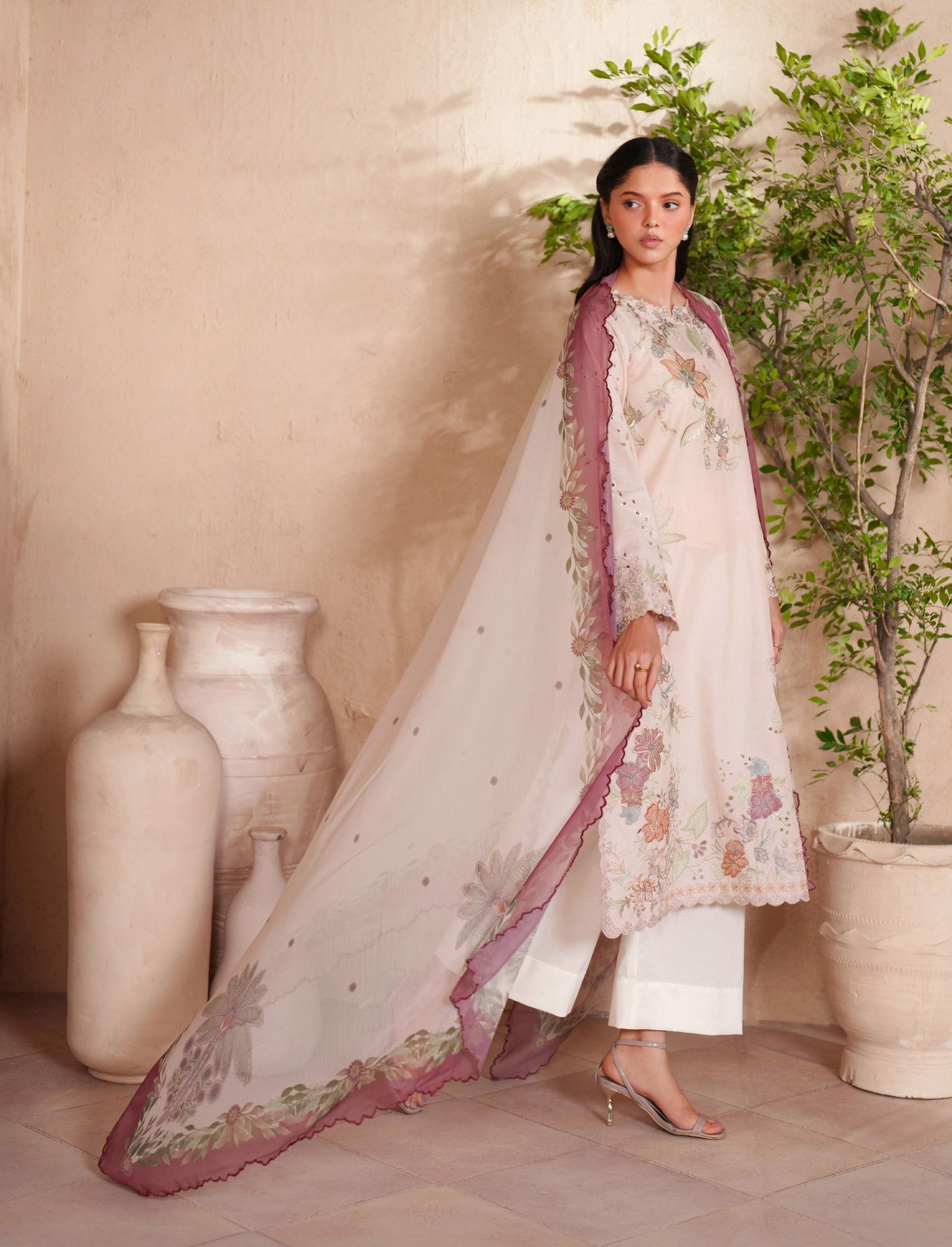 Iznik Luxury Lawn - Soft Peach Embroidered Suit - Image 3