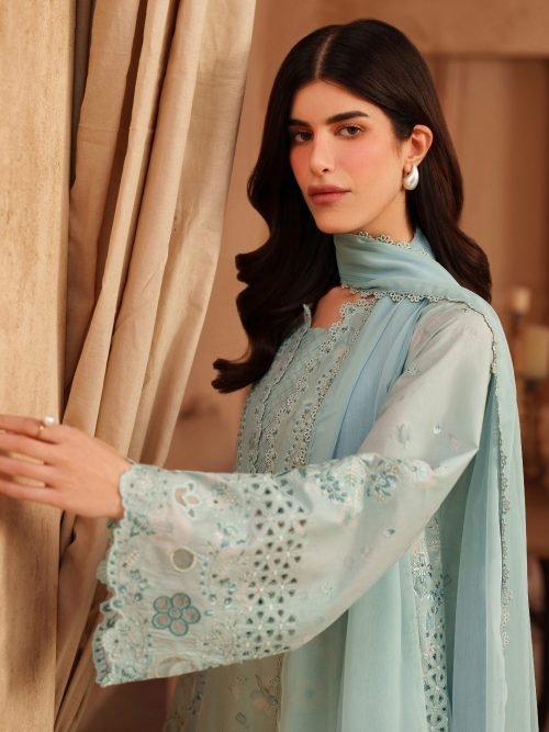 Iznik Luxury Lawn - Ice Blue Embroidered Suit
