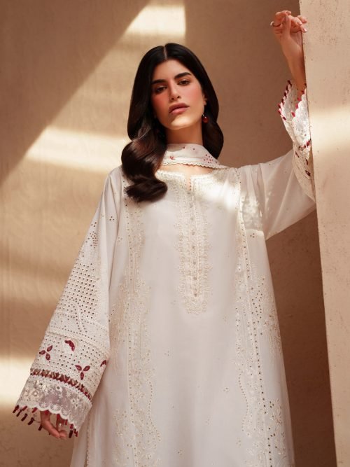 Iznik Luxury Lawn - White Embroidered Suit