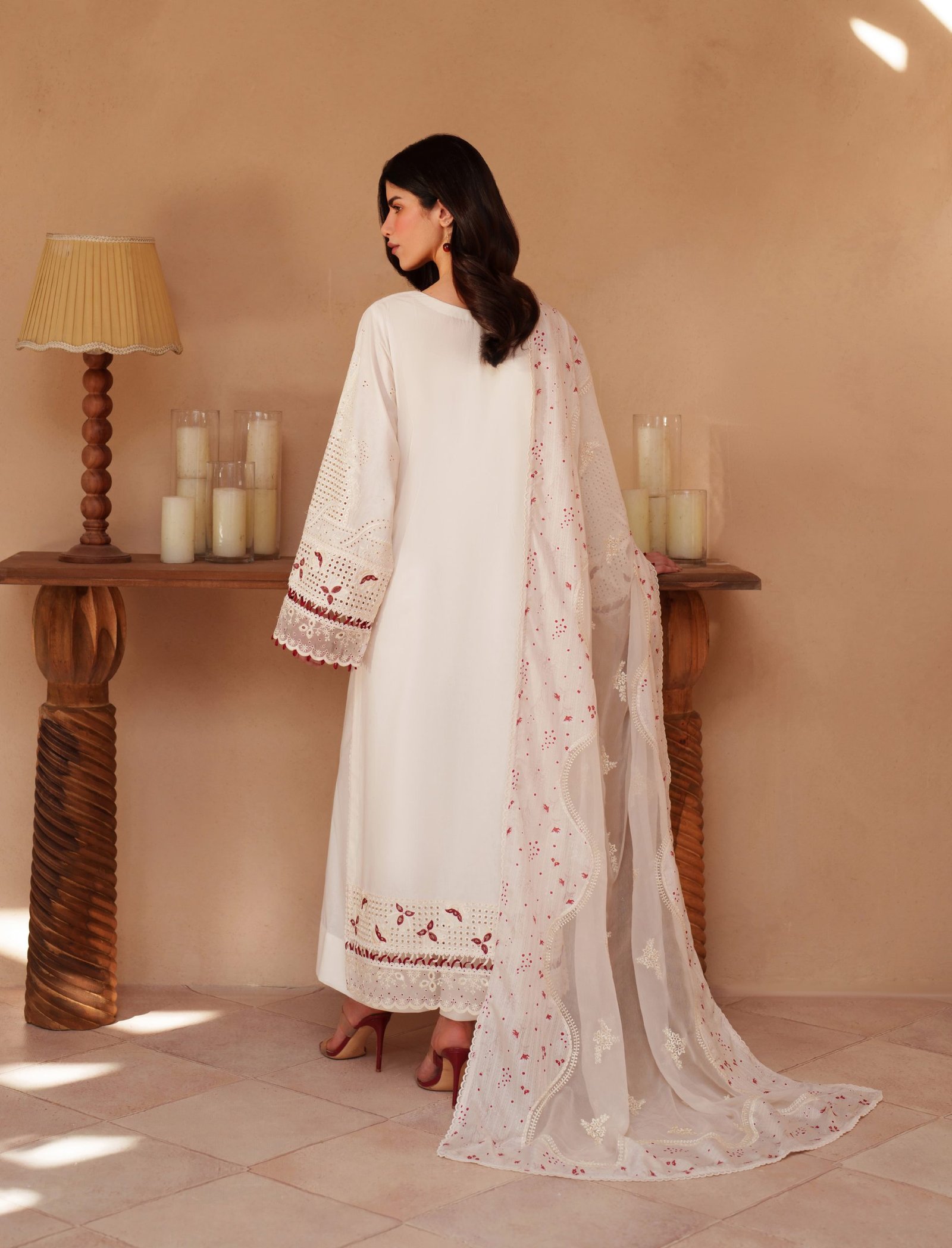 Iznik Luxury Lawn - White Embroidered Suit - Image 3