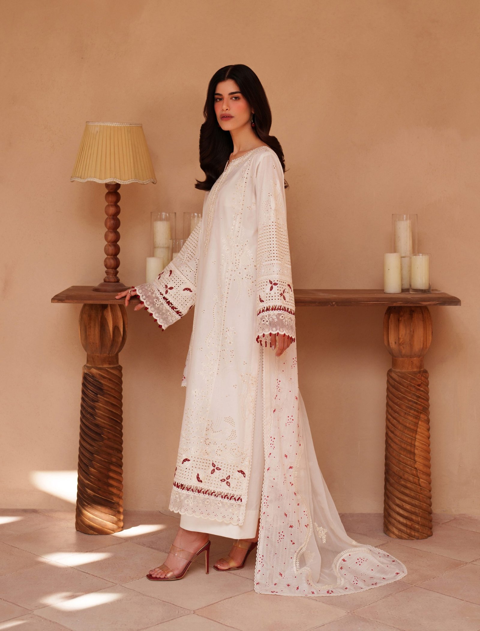 Iznik Luxury Lawn - White Embroidered Suit - Image 4