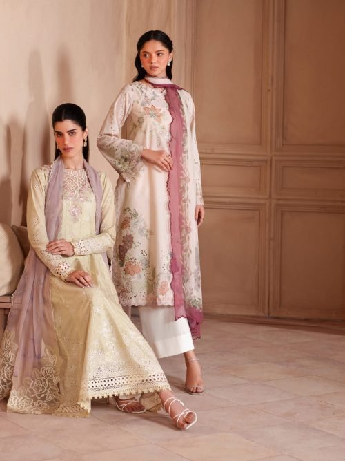 Iznik Luxury Lawn - Butter Yellow Embroidered Suit