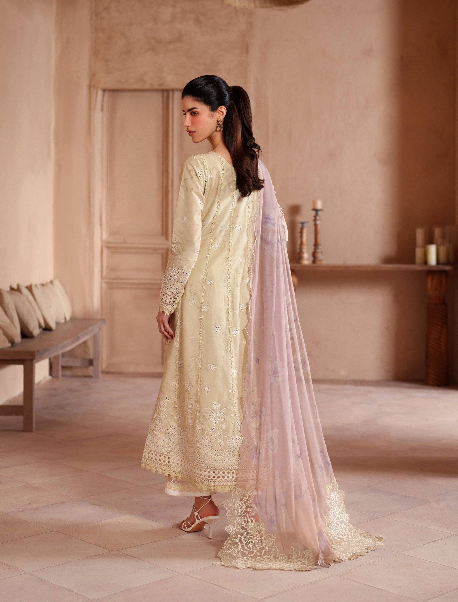 Iznik Luxury Lawn - Butter Yellow Embroidered Suit - Image 3