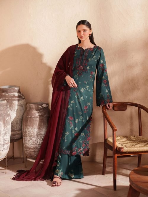 Iznik Luxury Lawn - Teal Green Embroidered Suit