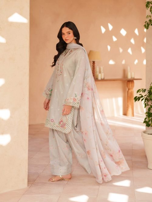 Iznik Luxury Lawn - Ice Gray Embroidered Suit