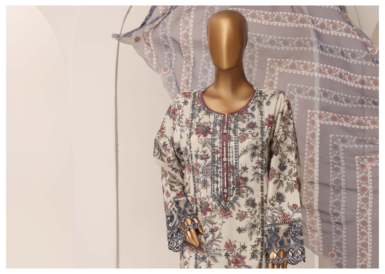 Sadabahar Lilac Silver Suit - Image 3
