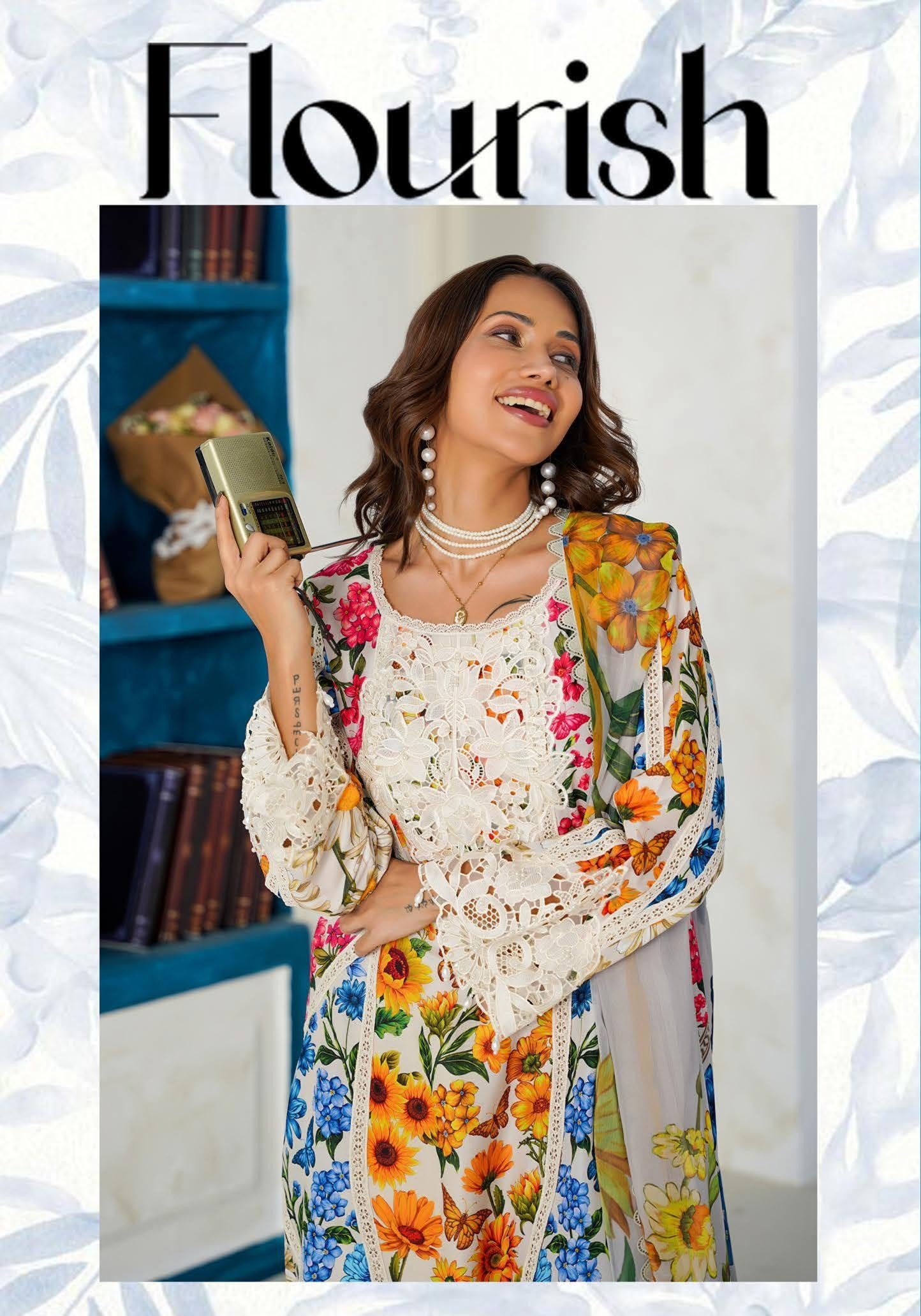Sajni M.Prints - Crimson Ethnic Lawn Suit with Chiffon Dupatta - Image 3