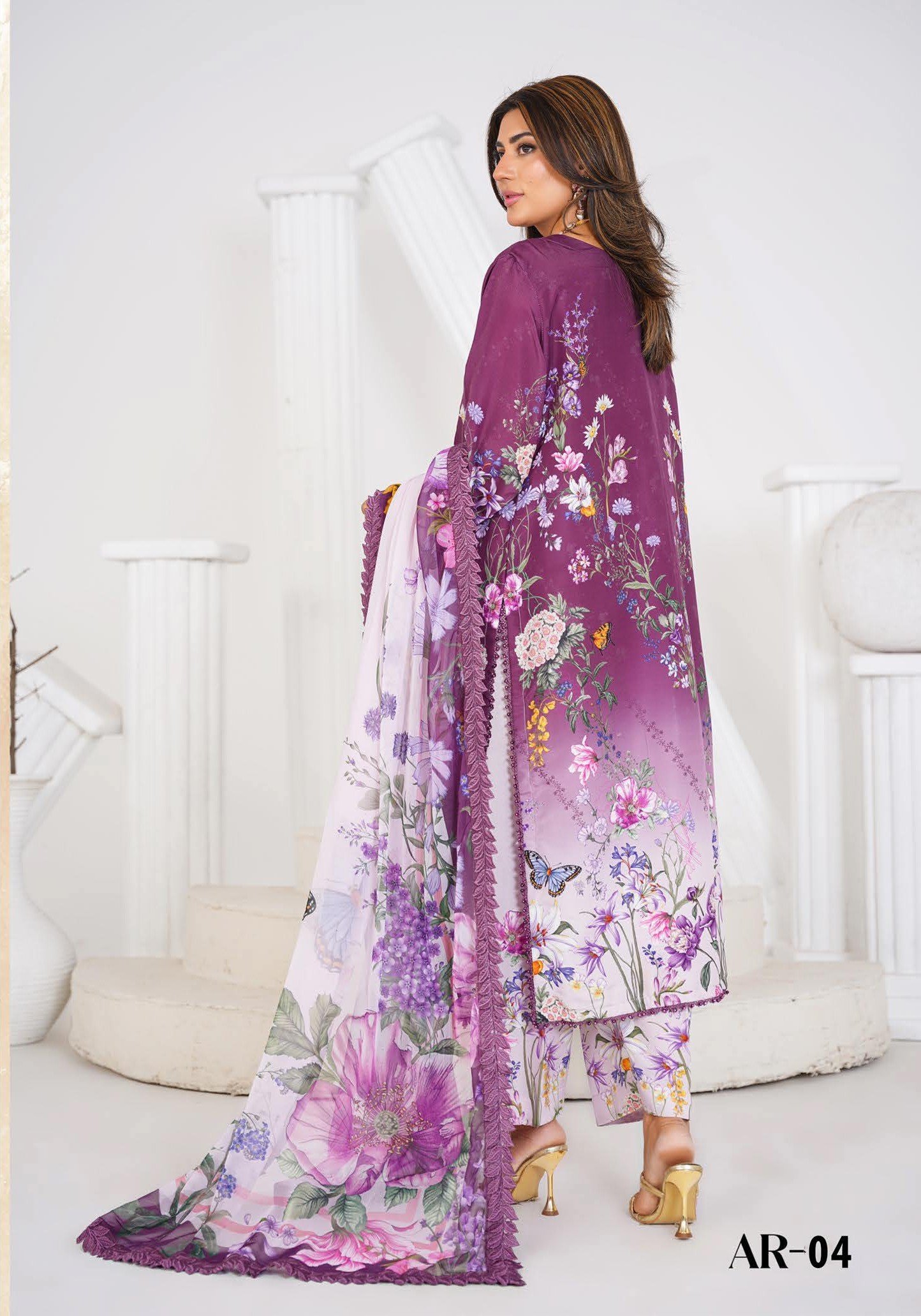 Sajni M.Prints - Emerald Botanical Lawn Suit with Chiffon Dupatta - Image 2