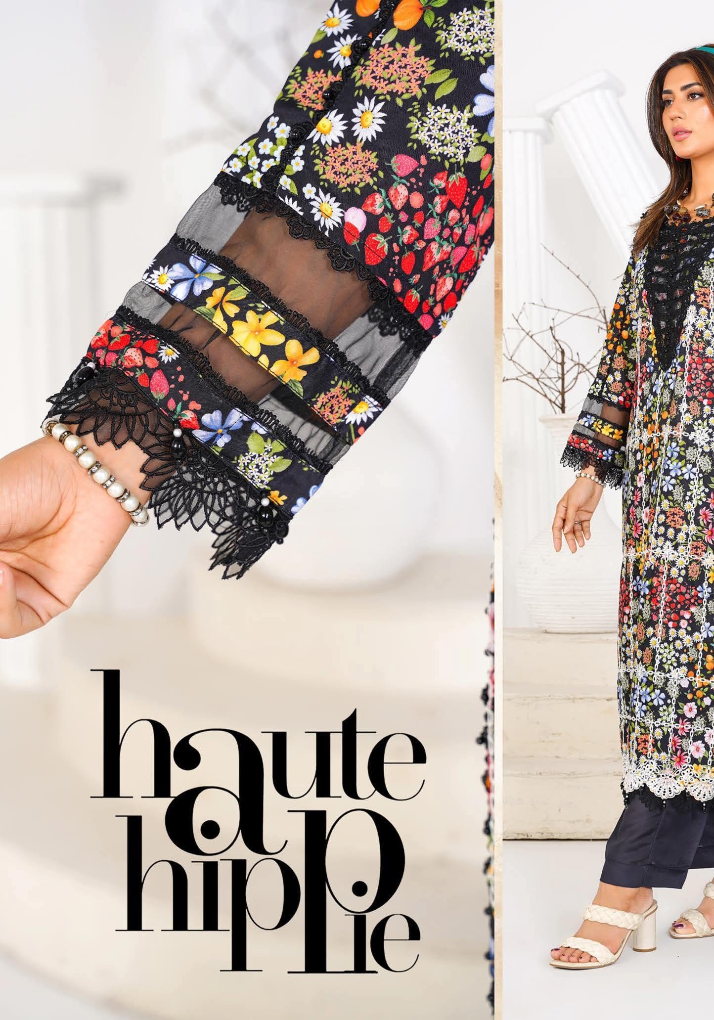 Sajni M.Prints - Midnight Garden Cutwork Lawn Suit with Chiffon Dupatta - Image 7