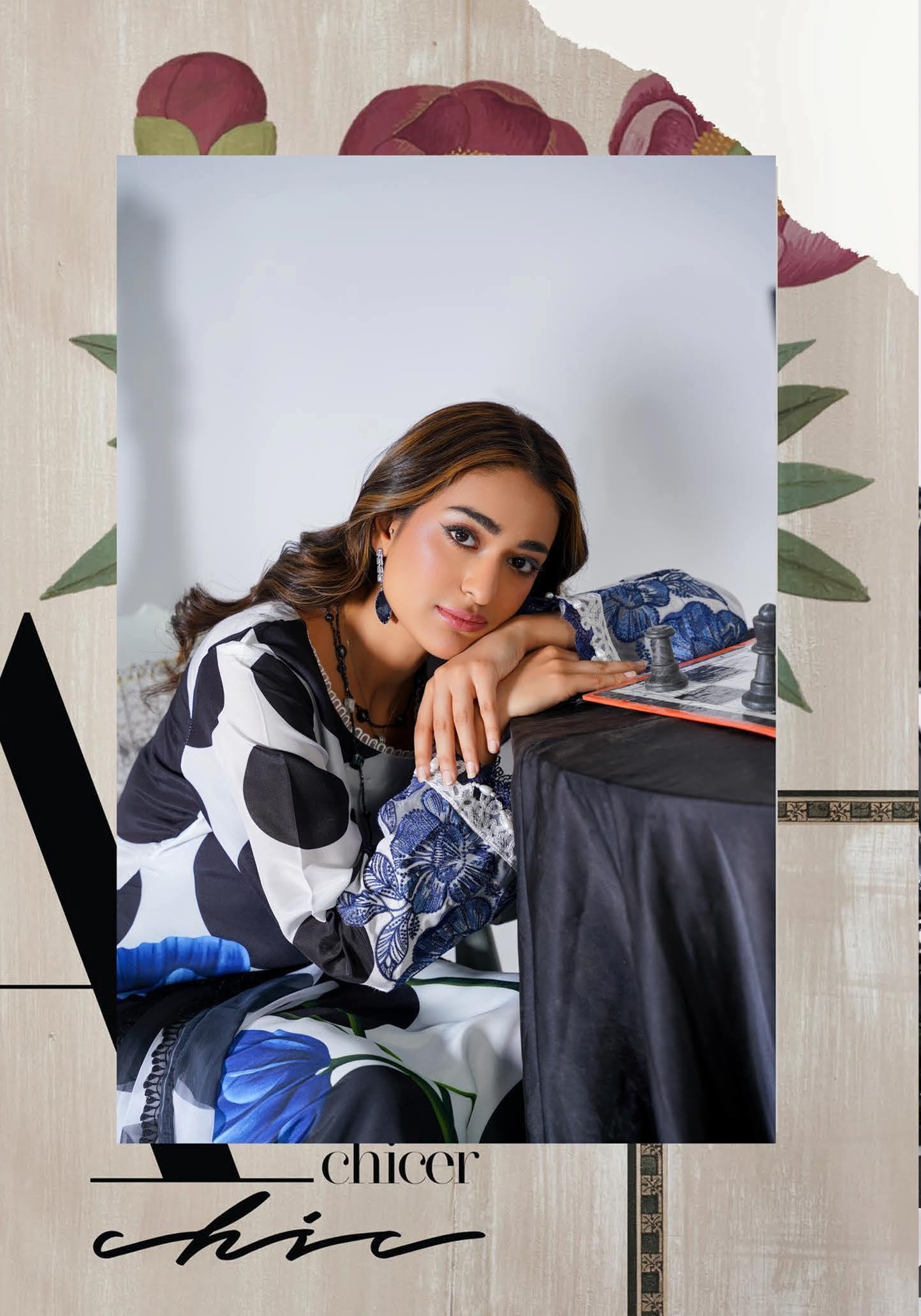 Sajni M.Prints - Monochrome Polka Poppy Lawn Suit with Chiffon Dupatta - Image 7