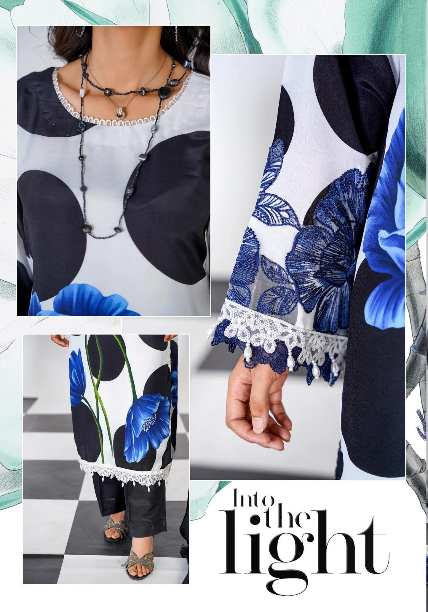 Sajni M.Prints - Monochrome Polka Poppy Lawn Suit with Chiffon Dupatta - Image 9