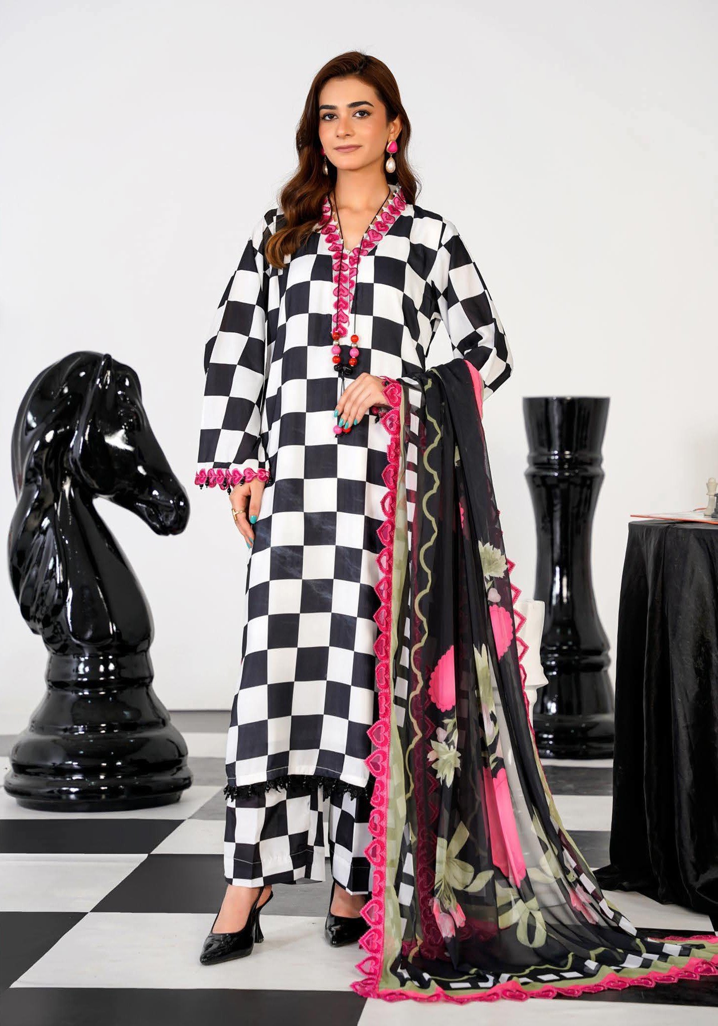 Sajni M.Prints - Olive Grove Lawn Suit with Chiffon Dupatta - Image 2