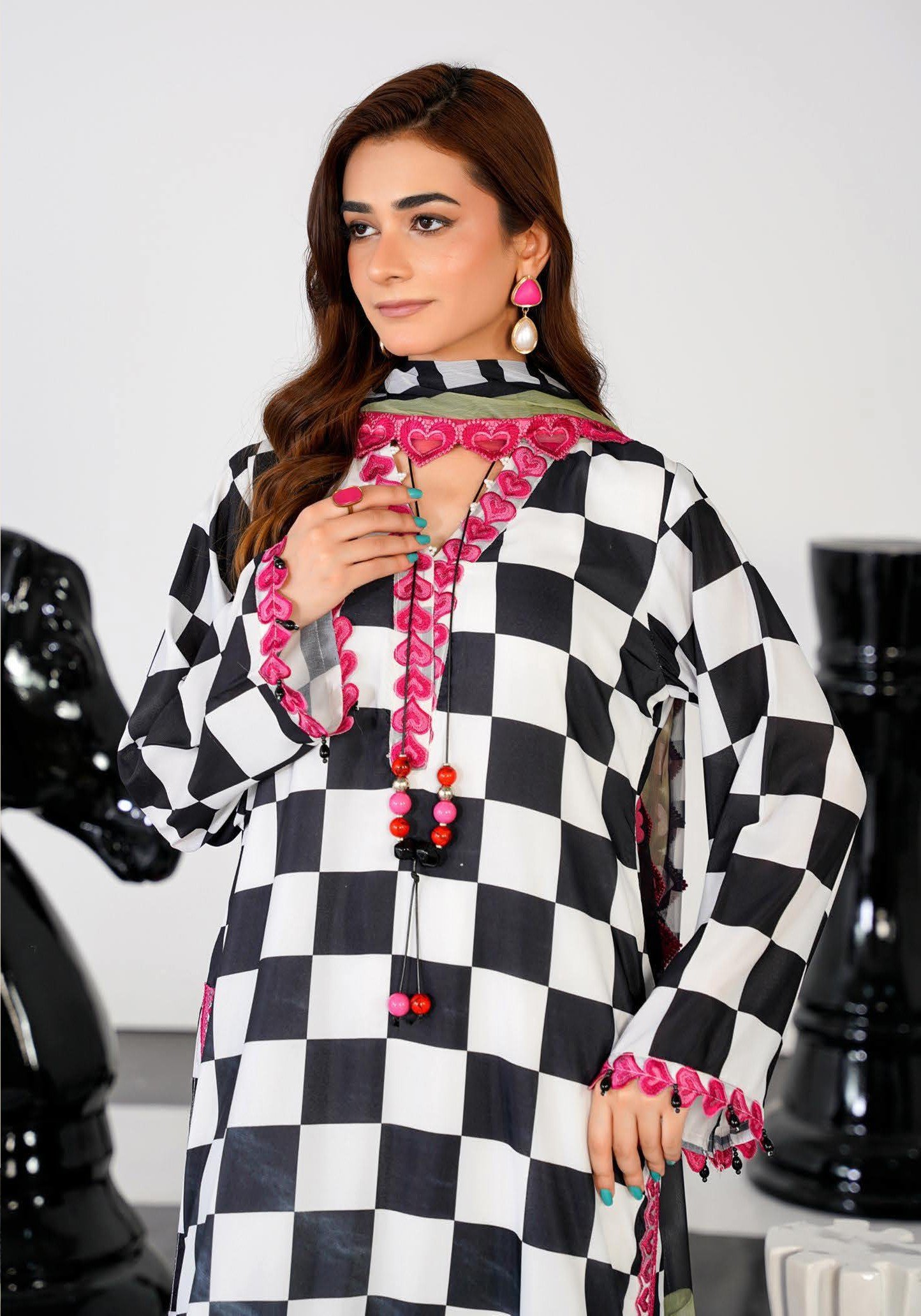 Sajni M.Prints - Olive Grove Lawn Suit with Chiffon Dupatta - Image 4