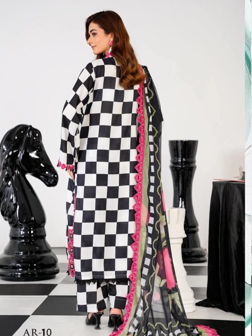 Sajni M.Prints - Olive Grove Lawn Suit with Chiffon Dupatta