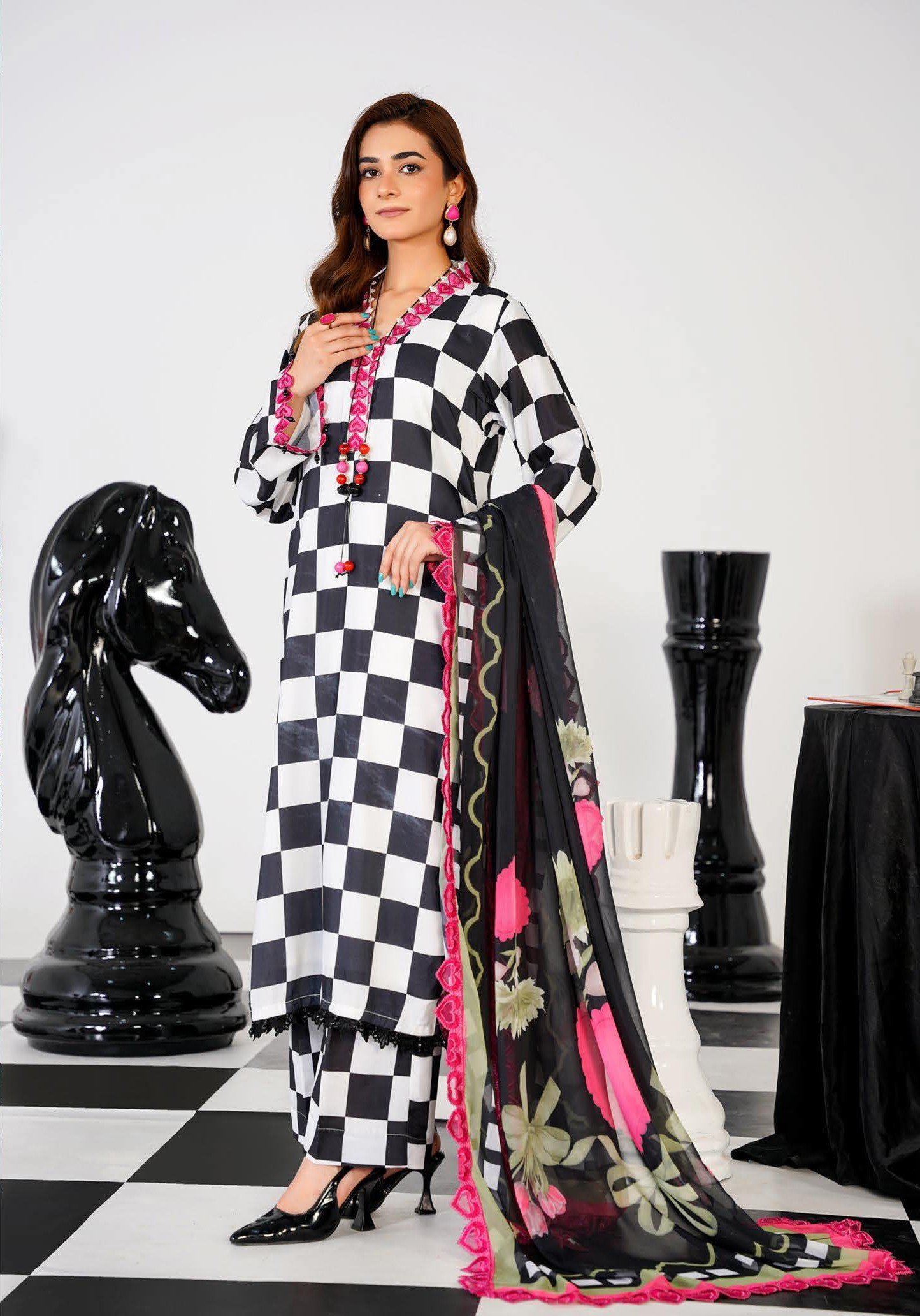 Sajni M.Prints - Olive Grove Lawn Suit with Chiffon Dupatta - Image 6