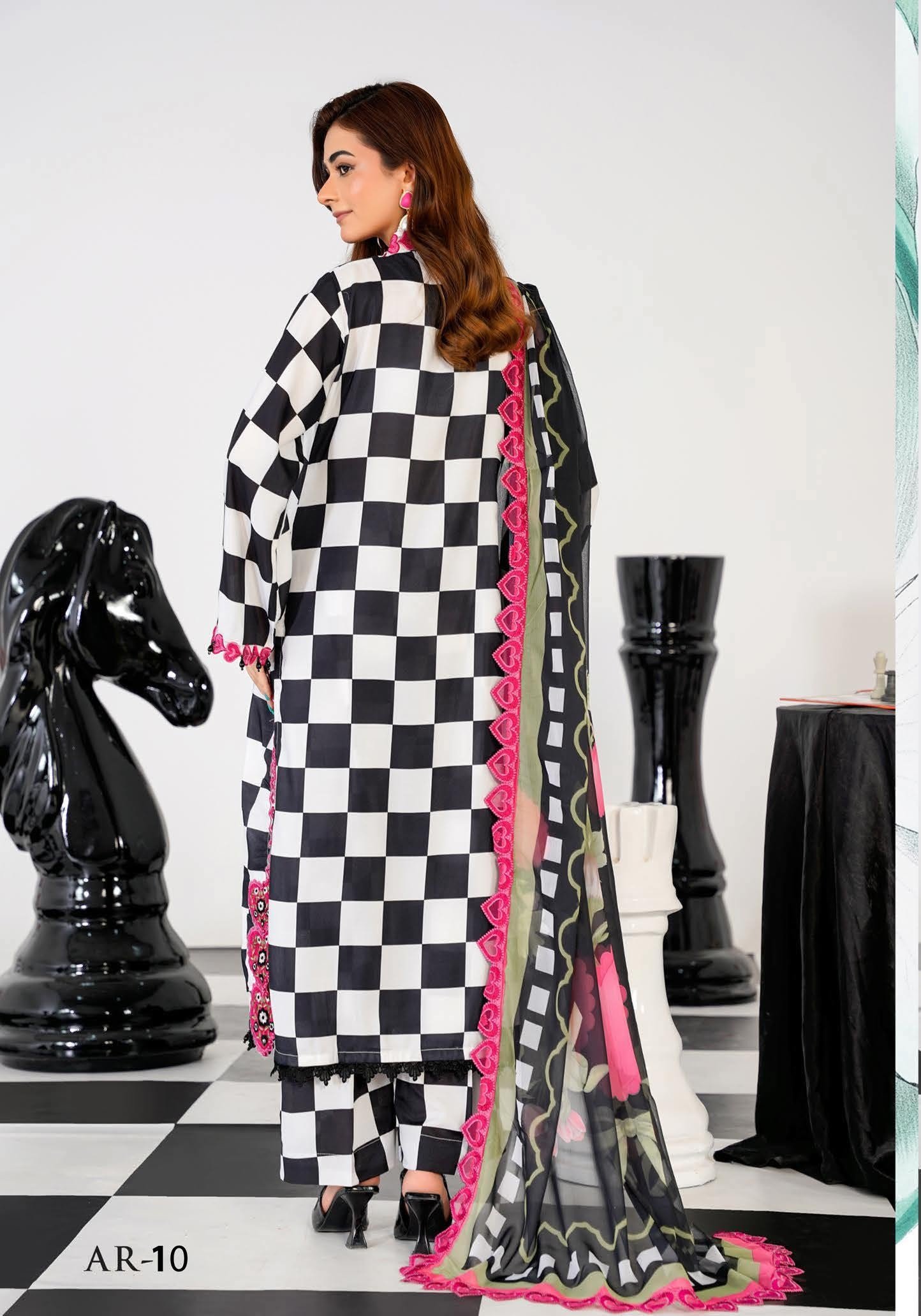 Sajni M.Prints - Olive Grove Lawn Suit with Chiffon Dupatta