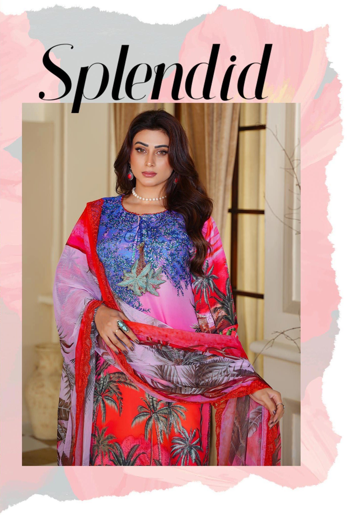 Sajni M.Prints - Terracotta Ethnic Lawn Suit with Chiffon Dupatta - Image 4