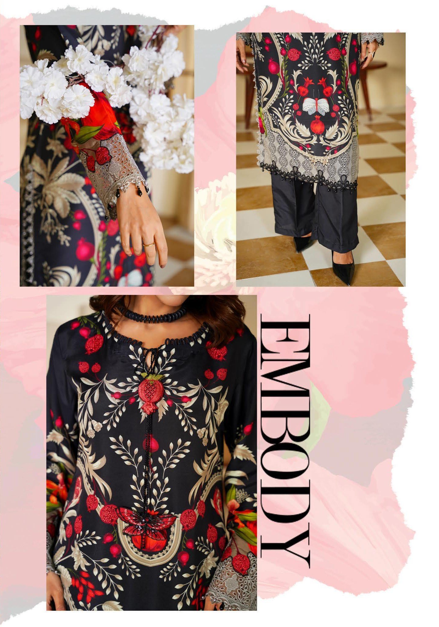 Sajni M.Prints - Golden Amber Floral Lawn Suit with Chiffon Dupatta - Image 8