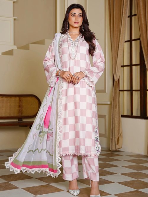 Sajni M.Prints - Plum Dahlia Luxury Lawn Suit with Chiffon Dupatta